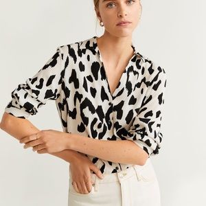 mango leopard shirt